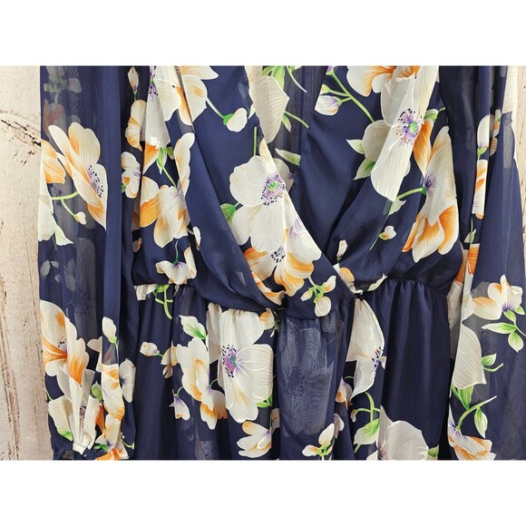 Fashion Nova 1X Plus Fairy Hi-Lo Chiffon Wrap Maxi Dress Flowy Euc feminine sexy - Picture 4 of 15